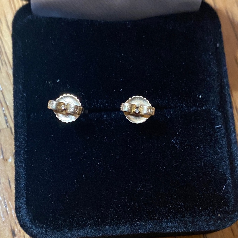 14k Diamond Gold Screw Back Earrings - Picture 5 of 6